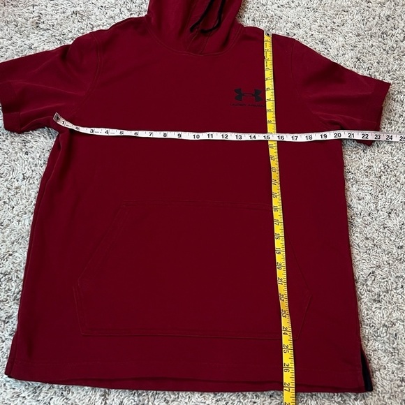 Under Armour Men’s Short Sleeve Hooded T Shirt Pullover Solid Red Medium Cotton - Picture 4 of 7